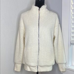 GAIAM White Faux Fur Sherpa Full Zip Coat Jacket
